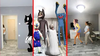 Siren Head, Huggy Wuggy, Cartoon Cat, Granny and Pop It Head in real life  / Compilation #shorts