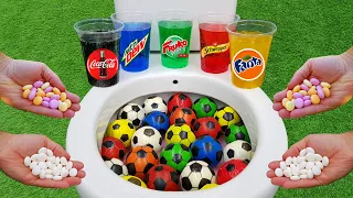 Football VS Fruity Mentos, Coca Cola, Schweppes, Fanta, Mtn Dew, Fruko and Mentos in the toilet