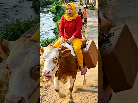 Nenek Lucu Naik Sapi Pulang Kampung