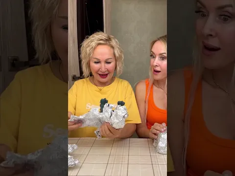 Surprises in aluminium foil Challenge #shorts by Leisi_family
