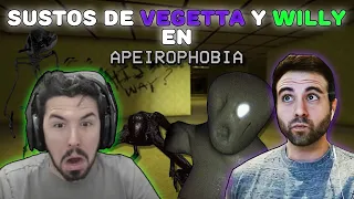 😂 Recopilacion de sustos de VEGETTA y WILLYREX en ROBLOX Apeirophobia 😂 | Apeirophobia