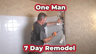 WOW! One Man Remodels an Ugly Bathroom in 7 Days! | Start to Finish Timelapse