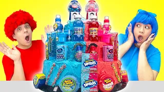 Making a Giant Red and Blue Candy Cake