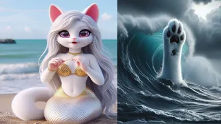 lovely cats" an angry mermaid"#cat #ai #long #love 😍😭💔💔