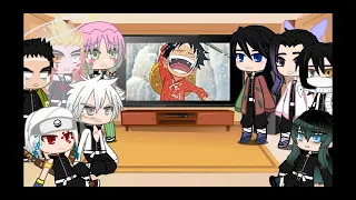demon slayer Reacts to gyiuu but as luffy.