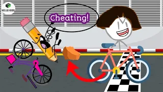 Cheating In Cycle Race | Animation | Hello Kids