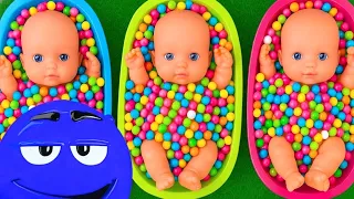 12 Minutes Satisfying with Full of 3 Rainbow BathTubs Candy with M&M's & Magic Slime Cutting Video