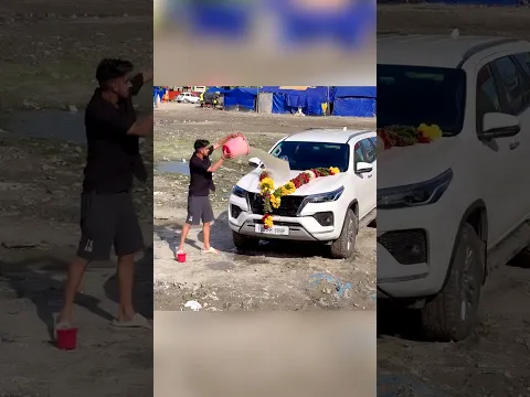 WASHING OUR FORTUNER WITH GANGA JEL🤩//NISHU DESHWAL#automobile#nishudeshwal#viral#shorts