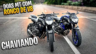 DUAS MT 07 COM ESCAPE RONCO V8