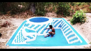 Build The  Underground   Swimming Pool   and Steam Underground    pool for summer in Forest