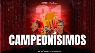 "Campeones. CAMPEONÍSIMOS de la mano del "macho" su guía, su líder, su luz".