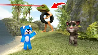 ديفور و توم المتكلم في جزيرة و خائفين من الضفدع العجله😨