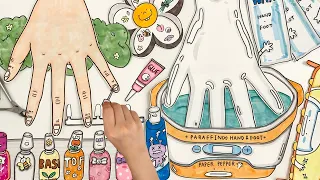 [🚀paperdiy] 화사한 봄 네일아트 & 파라핀 치료와 마사지까지! ASMR 💅 Relaxing Hand Care 🔇No music 종이놀이