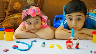Celina and Hasouna PlayDoh doctor - سيلينا وحسونة معجون دكتور
