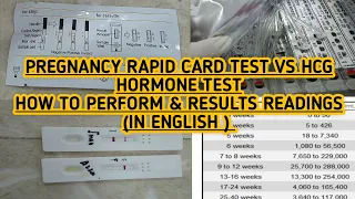 Pregnancy rapid card test vs Beta HCG hormone test.What is difference.How to perform & report result