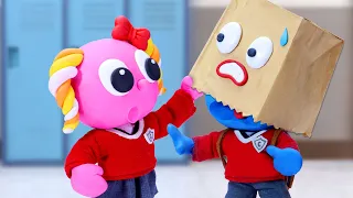 A boy doesn’t want to show his face at school 🤫 Stop-Motion | Clay Mixer Heroes