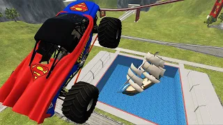 Monster Truck vs Giant Pit Car Crashes & Destruction #8 – BeamNG.Drive