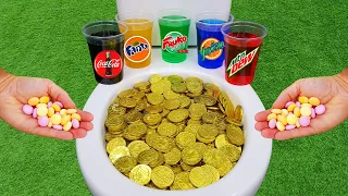 COINS vs Coca Cola Zero, Mtn Dew, Fanta, Yedigün Blue, Fruko and Fruity Mentos in the toilet