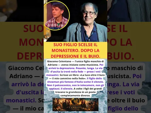 SUO FIGLIO SCELSE IL MONASTERO  DOPO LA DEPRESSIONE E IL BUIO