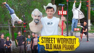 Alisher Style – 20kg Old Man with a Cane Street Workout Prank 