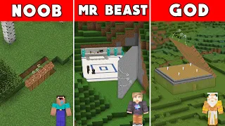 Minecraft - NOOB VS MR BEAST VS GOD (Secret bases in Minecraft)