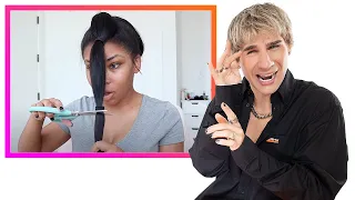 Hairdresser reacts to 'wolf cuts' that didn't go as planned