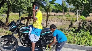 The Driver Lf The Motorcycle Was Sitting | The Little Boy Does A Funny Thing | Village Fun13