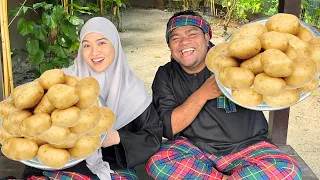 LONG FRIES VIRAL | Kentang Goreng Terrrpanjang | Homemade Fries | Kak Asiah & Bazli Unic