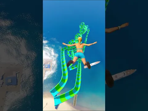 Tracey, Cow & Michael Water Slide #1 # #shorts