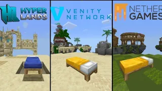 Playing Bedwars On Hyperlands , Nethergames and Venity network - MCPE Minecraft