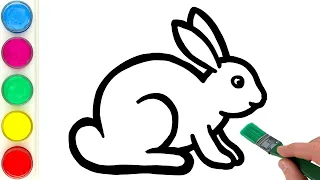 Bunny Rainbow Drawing, Painting, Coloring for Kids & Toddlers | How to Draw Paint Easy