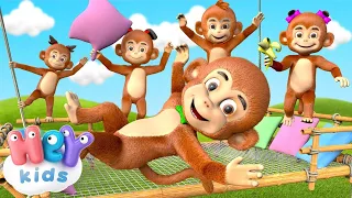 Fem Små Apekatter 🙈 Norske barnesanger med video - HeyKids
