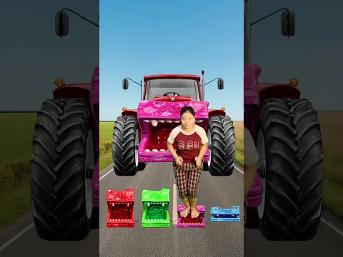 I Jump on pacman to  Roller,  Tractor, Jcb & Snake - Funny vfx magic 🤣