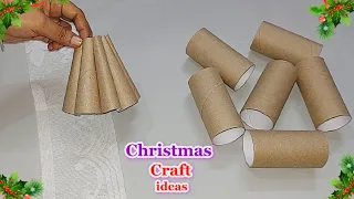 Christmas Decoration idea made with Empty rolls | Best out of waste budget Friendly craft idea🎄65