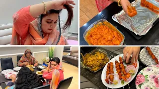 Ami ko sonia k hat ki roti pasand ni || special side dish chicken tikka kabab || front hair cut