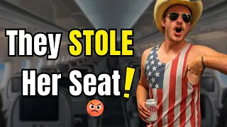 Rude couple STEALS woman's seat 😳