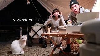 兩個人兩隻貓住在森林裡🌲Camping Vlog ep.01露營🌲日式飯糰/鮭魚味增湯/粉漿蛋餅/法式吐司早午餐/蒜香牛排/肌肉番茄義大利麵/烤麻糬