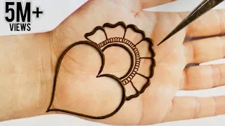 Very Easy Simple Heart Shape Arabic Mehndi Design For Hands| Simple Mehendi design-Mehandi ka Design