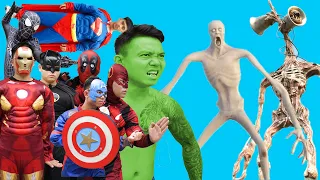 Superheroes VS Siren Head VS SCP 096 | Funny Green
