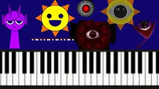 Sprunki Durple and Mr Sun in 10 phases | piano tutorial slow speed.