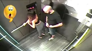 لم يكونو على علم بوجود الكاميرات في المصعد !! وفعلو أشياء غريبة ومحرجة