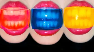 ASMR X-RAY TEETH PUDDING COLOR JELLY eating sounds TeeKaa MUKBANG 엑스레이 젤리 티카 먹방