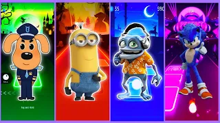 Sheriff Labrador 🆚 Minions 🆚 Crazy Frog 🆚 Sonic  | Tiles Hop EDM Rush🎶| Who Is Best?