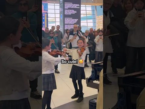 11 and 8-year old PRODIGY SISTERS play Vivaldi Winter with me on the violin in Rome Airport! 🎻😍