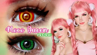 Moco Queen contact lenses REVIEW & TRY ON | Pop Green + Chainsaw Man Power | #cosplay #mqunbox