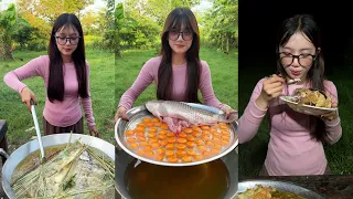 Cooking stir fried fish and eggs with vegetable recipe