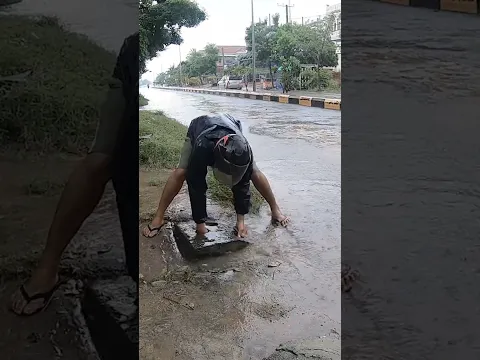 Importance Unclog Culvert Drain On Street Road #unclog #drain #shorts