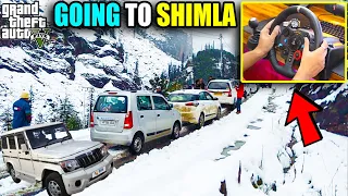 GTA 5 : Michael And His Family Going To Shimla Trip Snow Fall Gameplay With Logitech G29