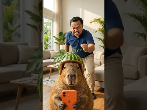 Capybara Membersihkan Sepanjang Hari Sementara Rumi Menipu Ayah! 😳🧹 #kapybara #shortlucu