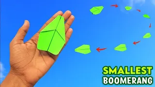 World's smallest paper boomerang plane , how to make boomerang , returnable paper plane making